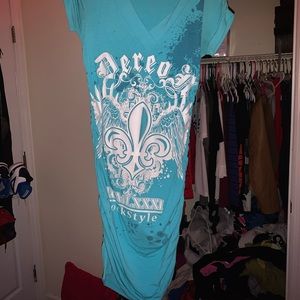 House of Dereon, Beyonce Teal blue Rock Star Dress